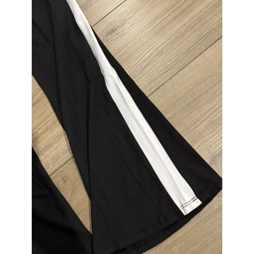Art Class Girls Fold over Flare Black Pants White‎ Stripe Large 10 12 Streetwear
